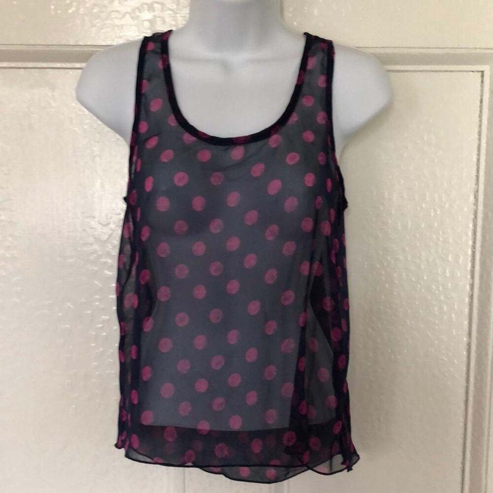 Junior’s XS Sheer Navy w/Hot Pink Polka Dots